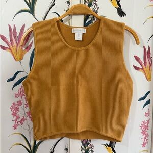 House of Harlow 1960 Golden Ribbed Crop Tank Top